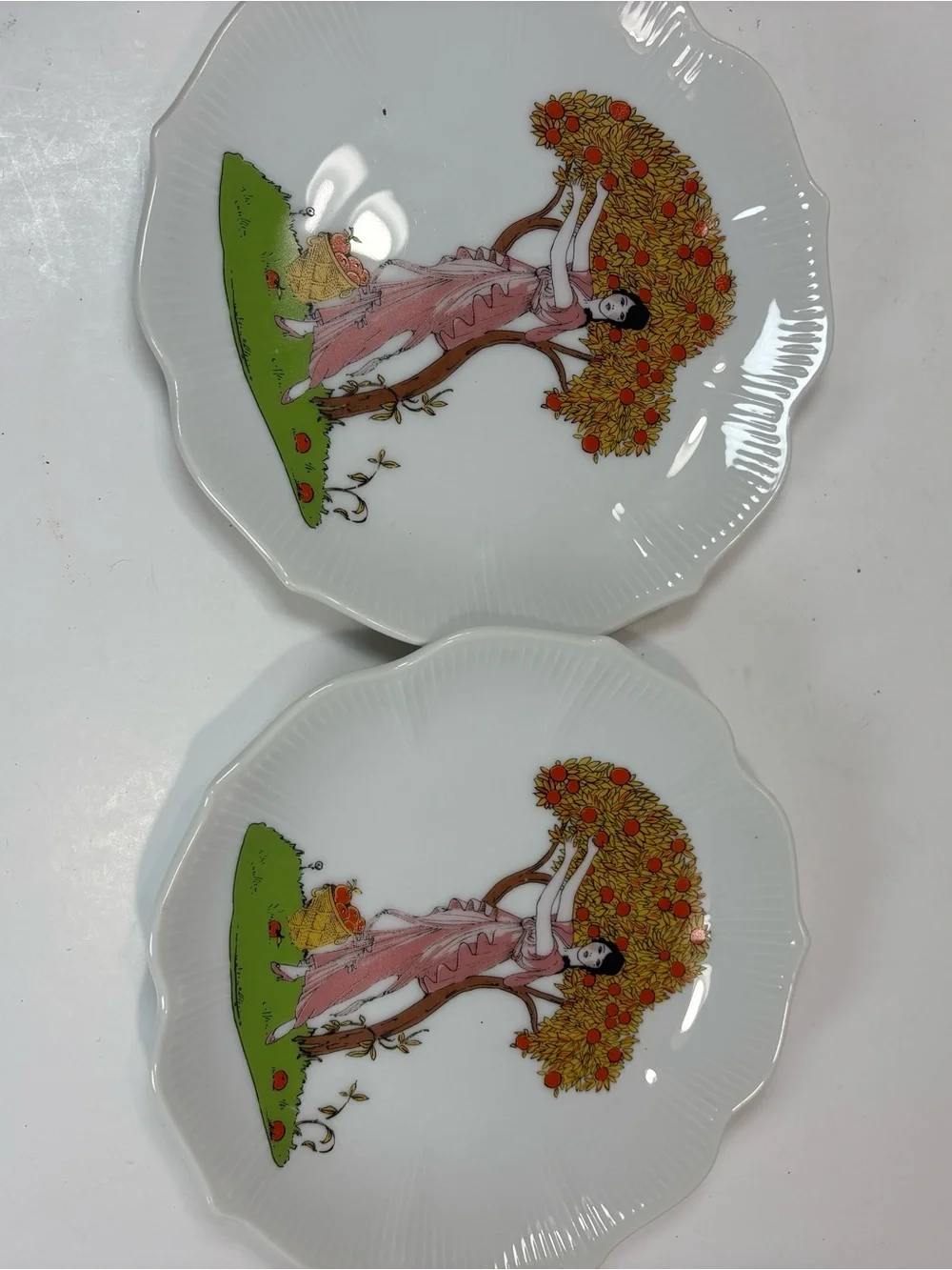 Antique 1913 Atlas China Grimwades Tea Set 4pc Art Nouveau Lady Tree Teacup HTF